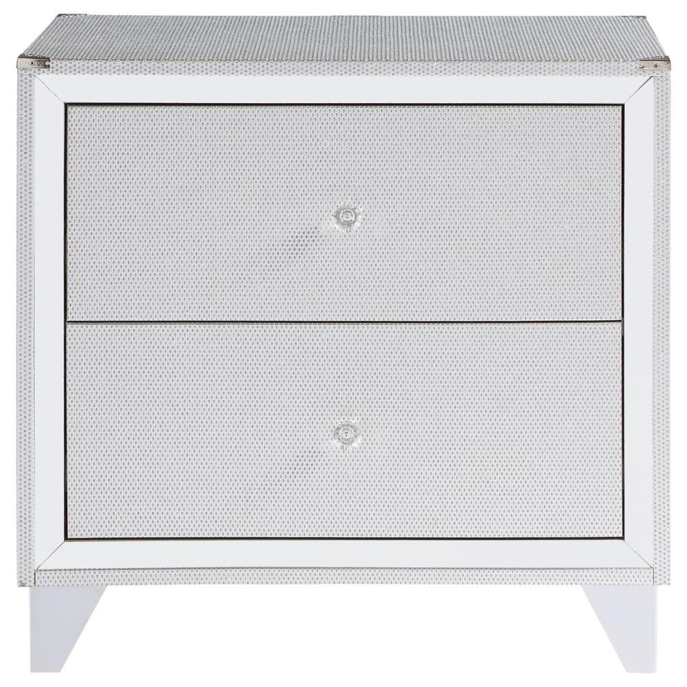 Larue 2-drawer Nightstand with USB Port Silver. Picture 1