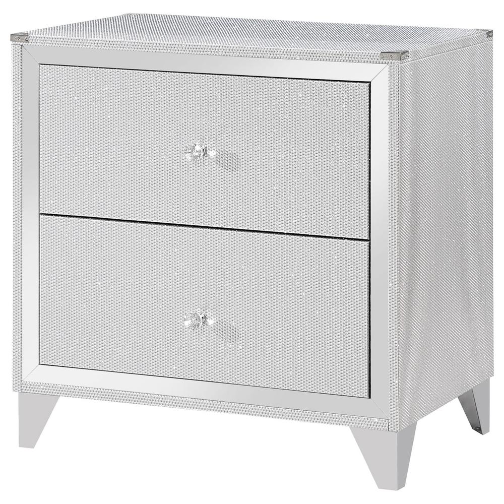 Larue 2-drawer Nightstand with USB Port Silver. Picture 2