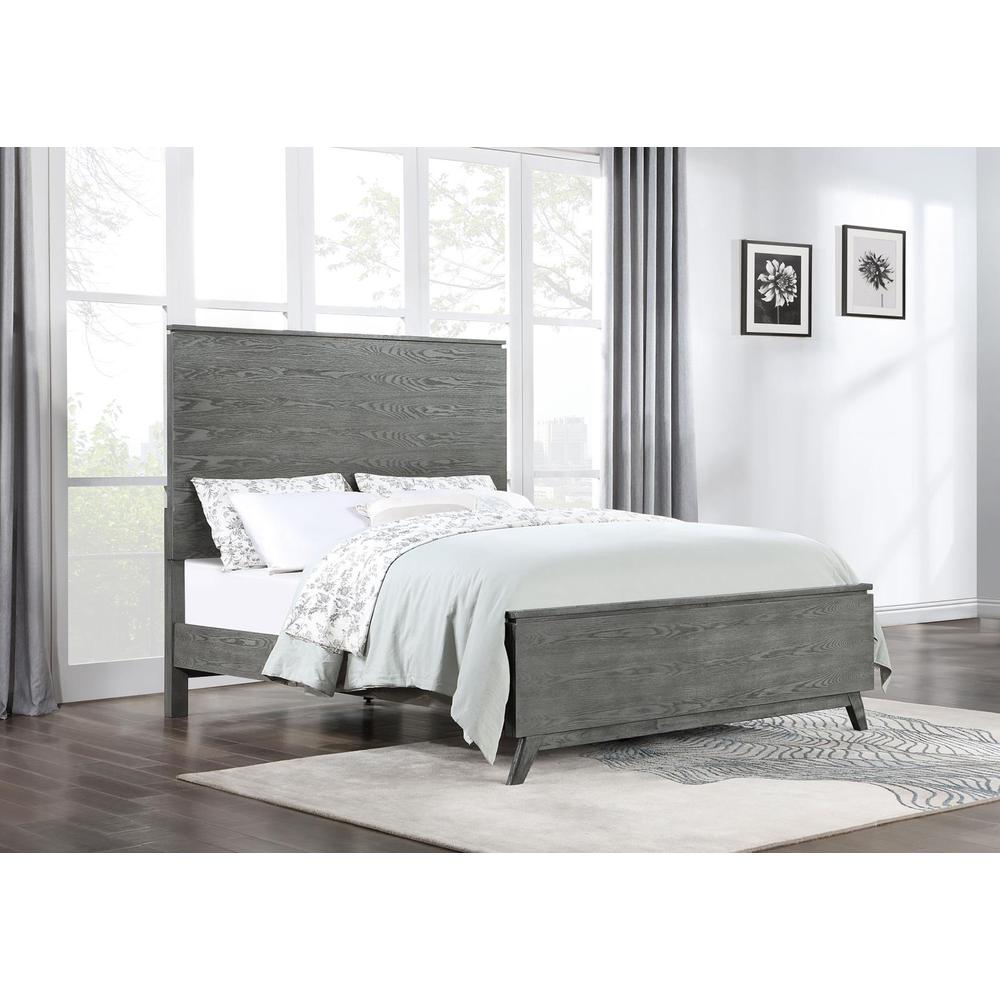 Nathan High Headboard Eastern King Panel Bed Grey. Picture 1