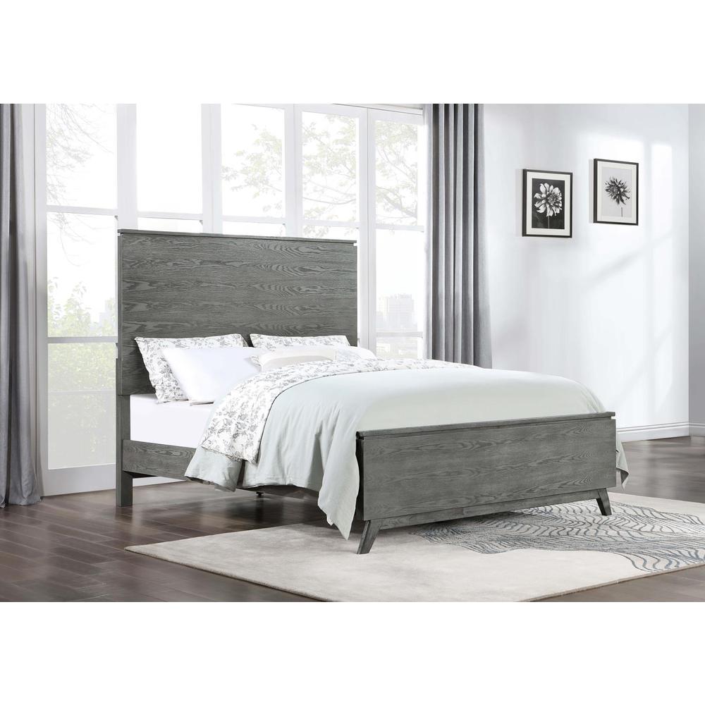 Nathan High Headboard California King Panel Bed Grey. Picture 1