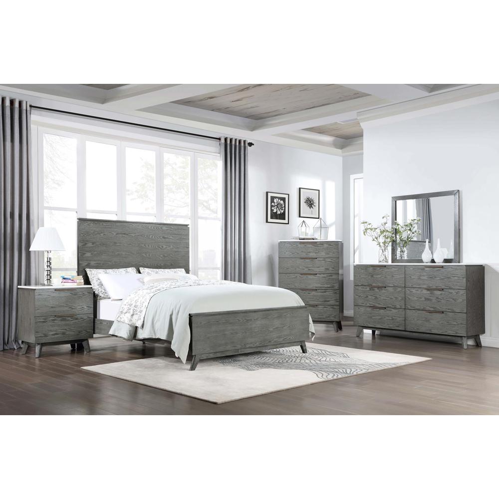 Nathan High Headboard California King Panel Bed Grey. Picture 6