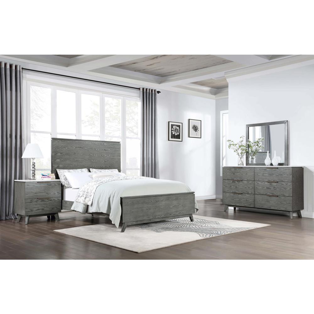 Nathan 4-piece California King Bedroom Set White Marble and Grey. Picture 15