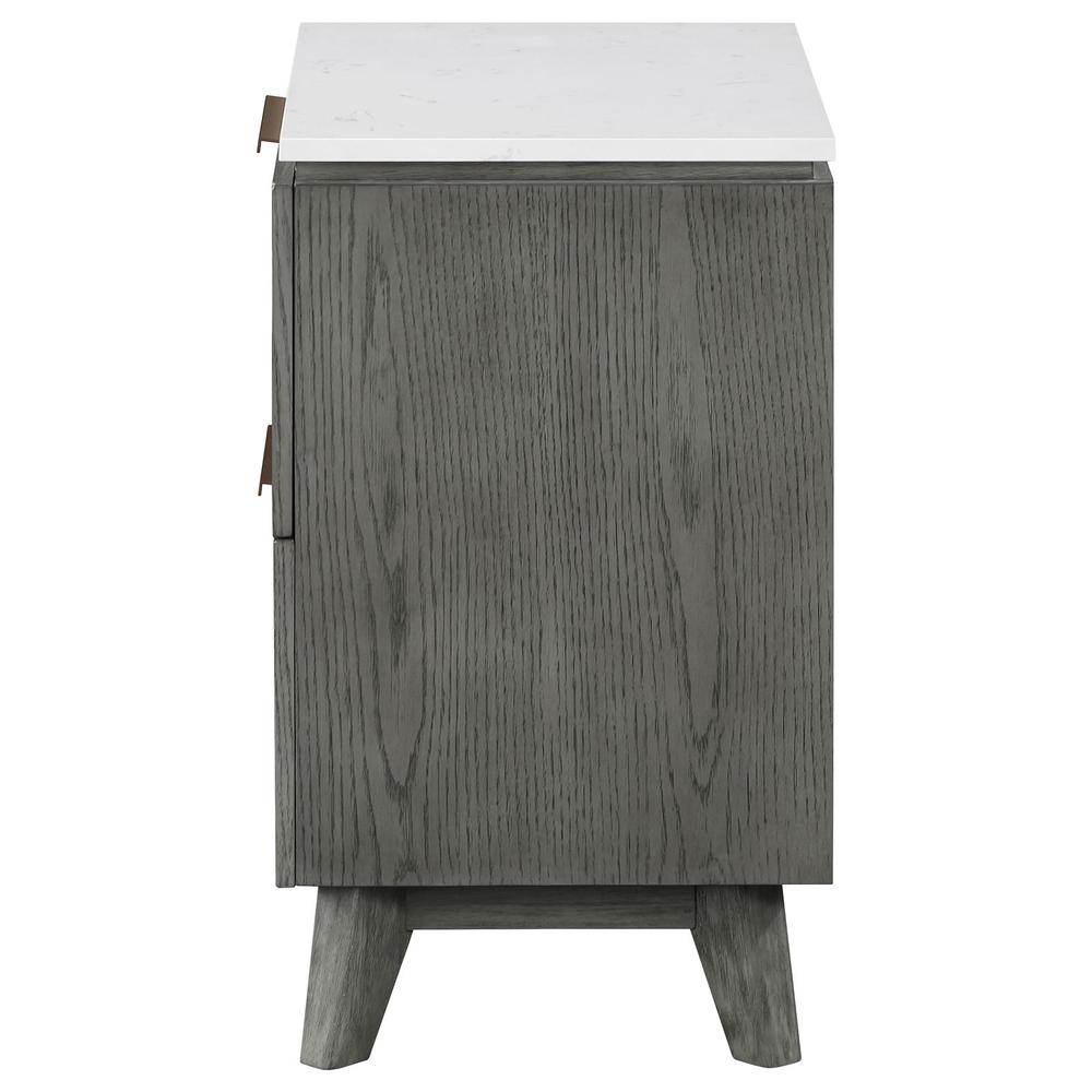 Nathan 2-drawer Nightstand with USB Port White Marble and Grey. Picture 3