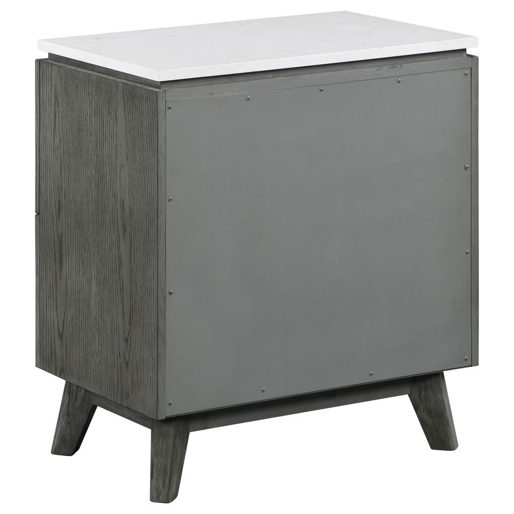 Nathan 2-drawer Nightstand with USB Port White Marble and Grey. Picture 4