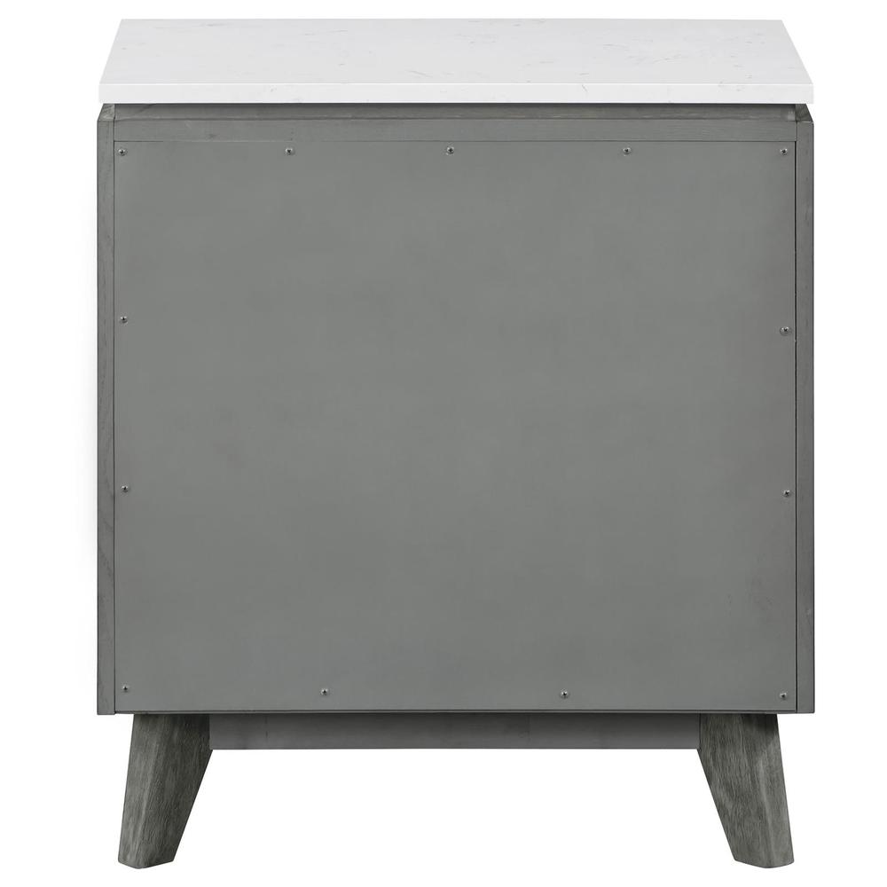 Nathan 2-drawer Nightstand with USB Port White Marble and Grey. Picture 5