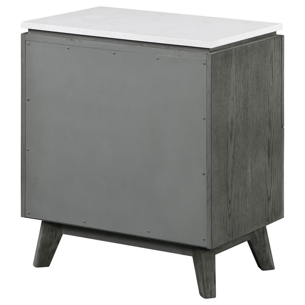 Nathan 2-drawer Nightstand with USB Port White Marble and Grey. Picture 6