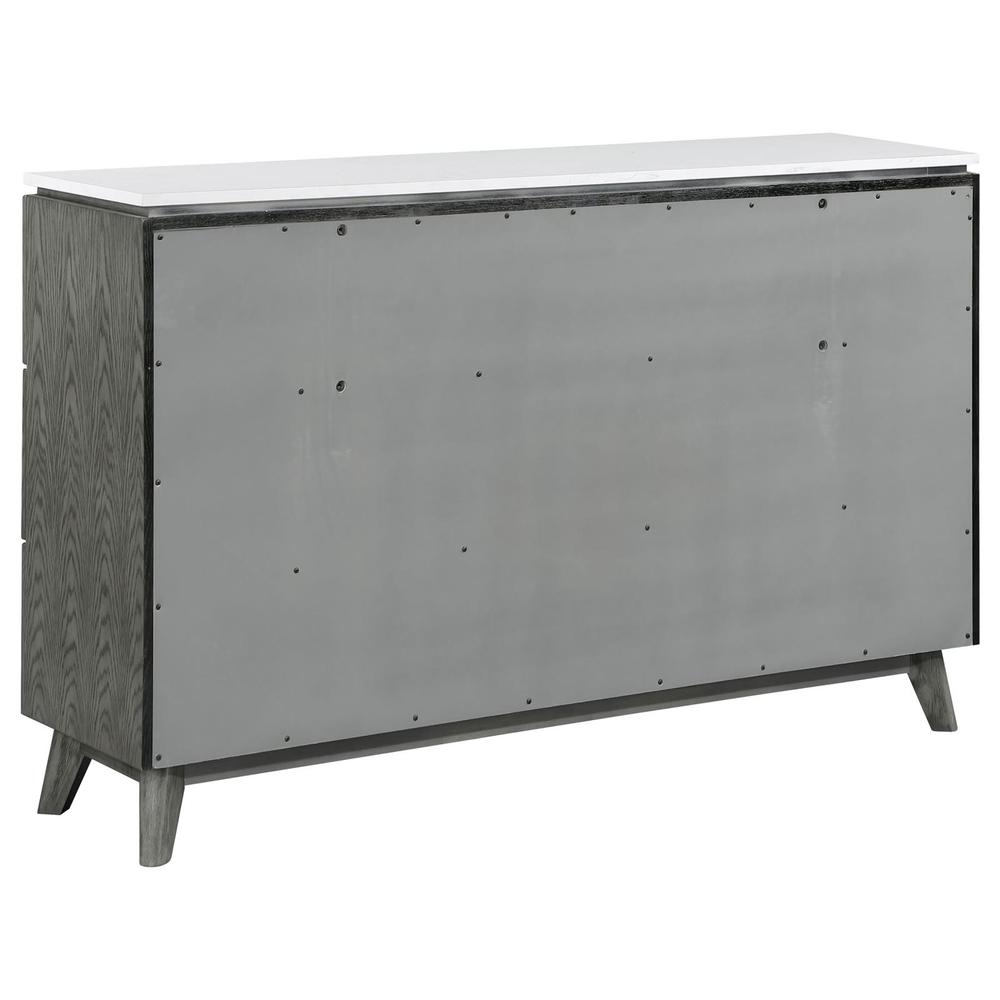 Nathan 6-drawer Dresser White Marble and Grey. Picture 4