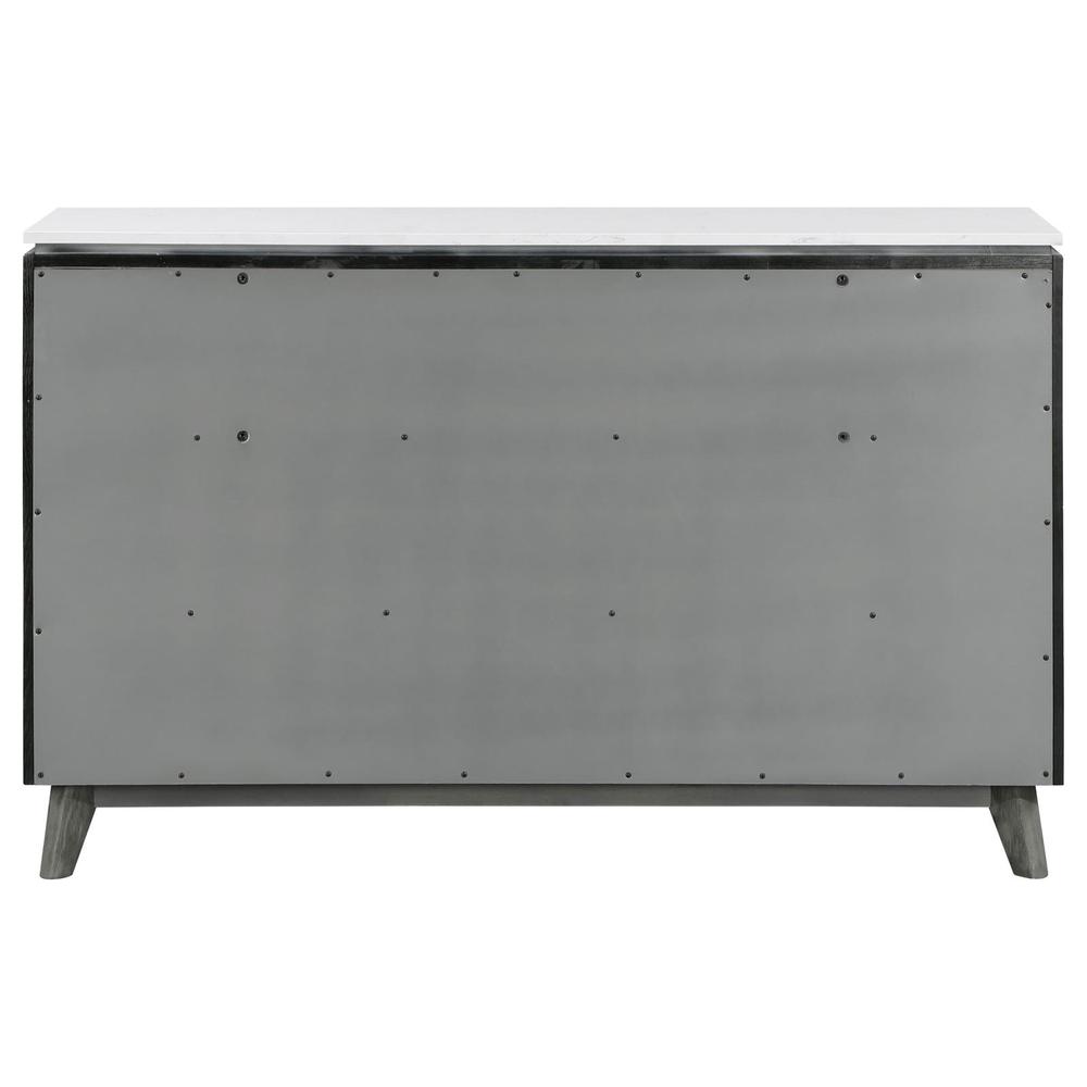 Nathan 6-drawer Dresser White Marble and Grey. Picture 5