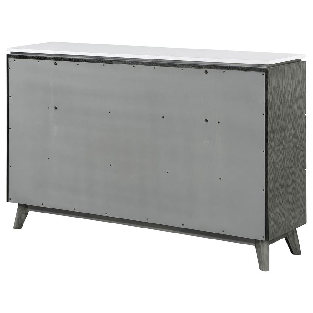 Nathan 6-drawer Dresser White Marble and Grey. Picture 6