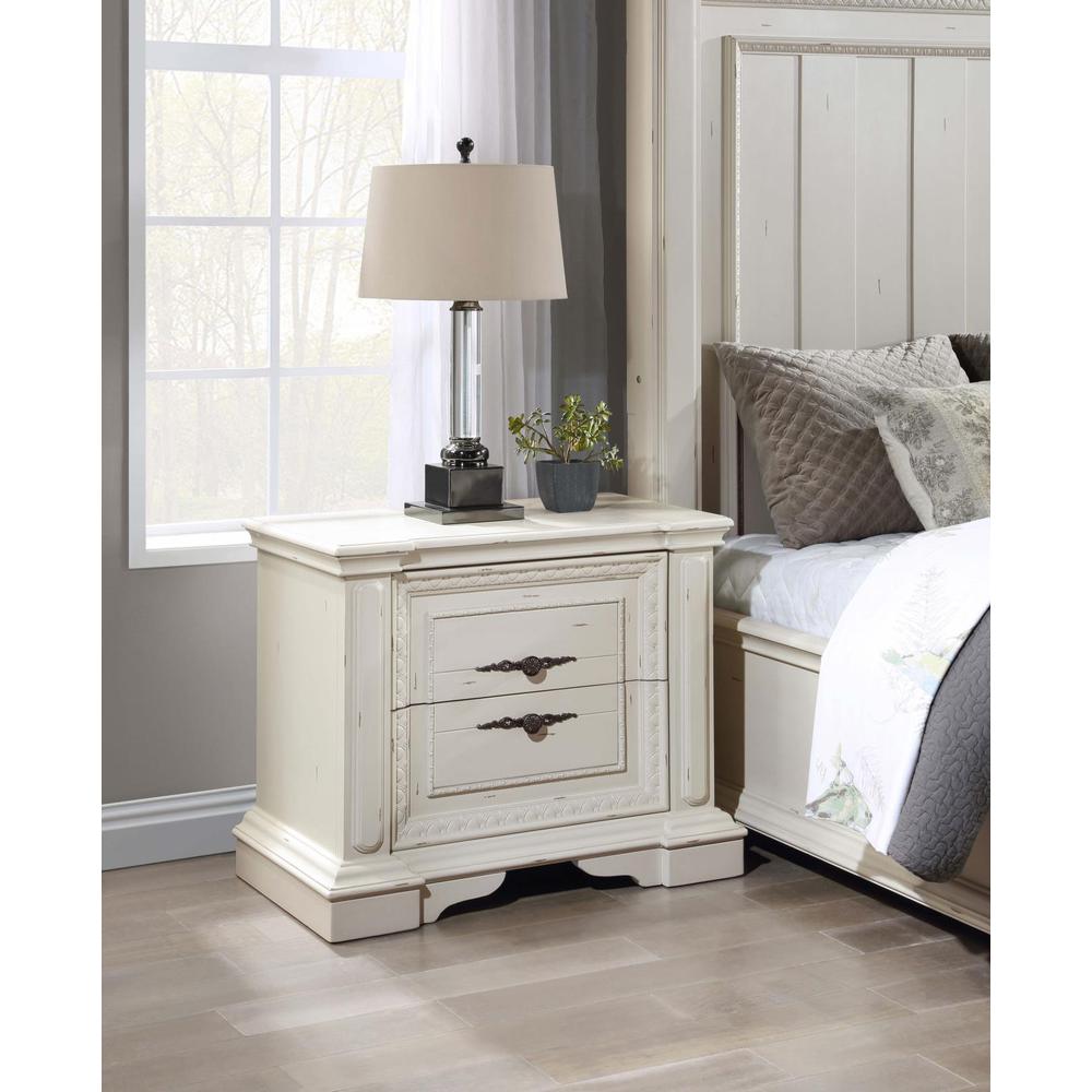 Evelyn 2-drawer Nightstand with USB Ports Antique White. Picture 10
