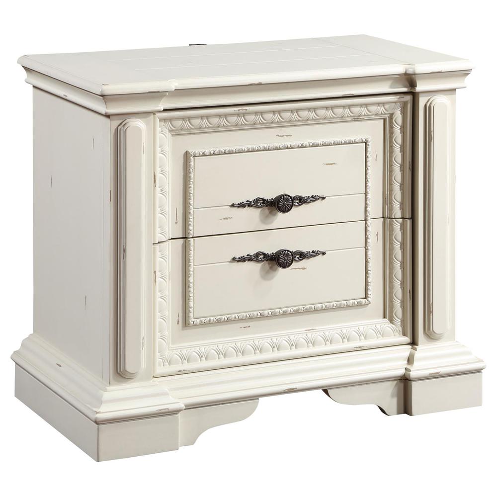 Evelyn 2-drawer Nightstand with USB Ports Antique White. Picture 12