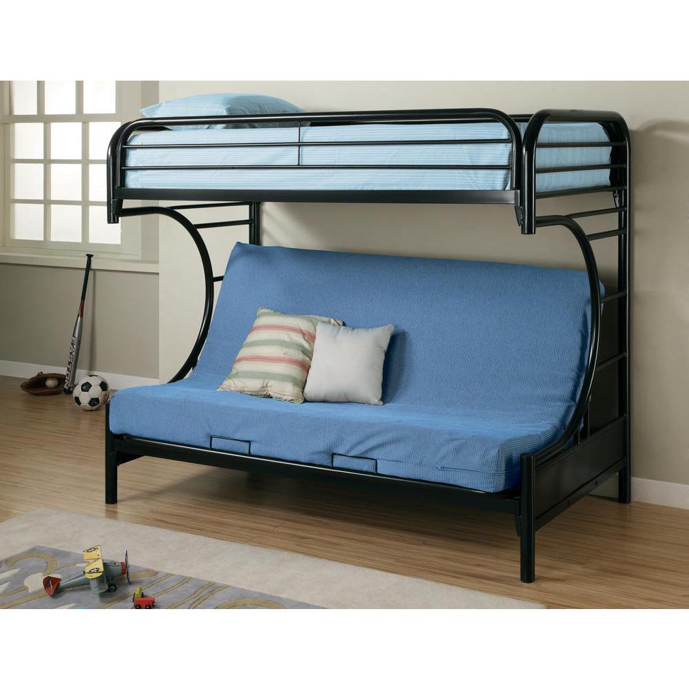 Montgomery Twin Over Futon Bunk Bed Glossy Black. Picture 1