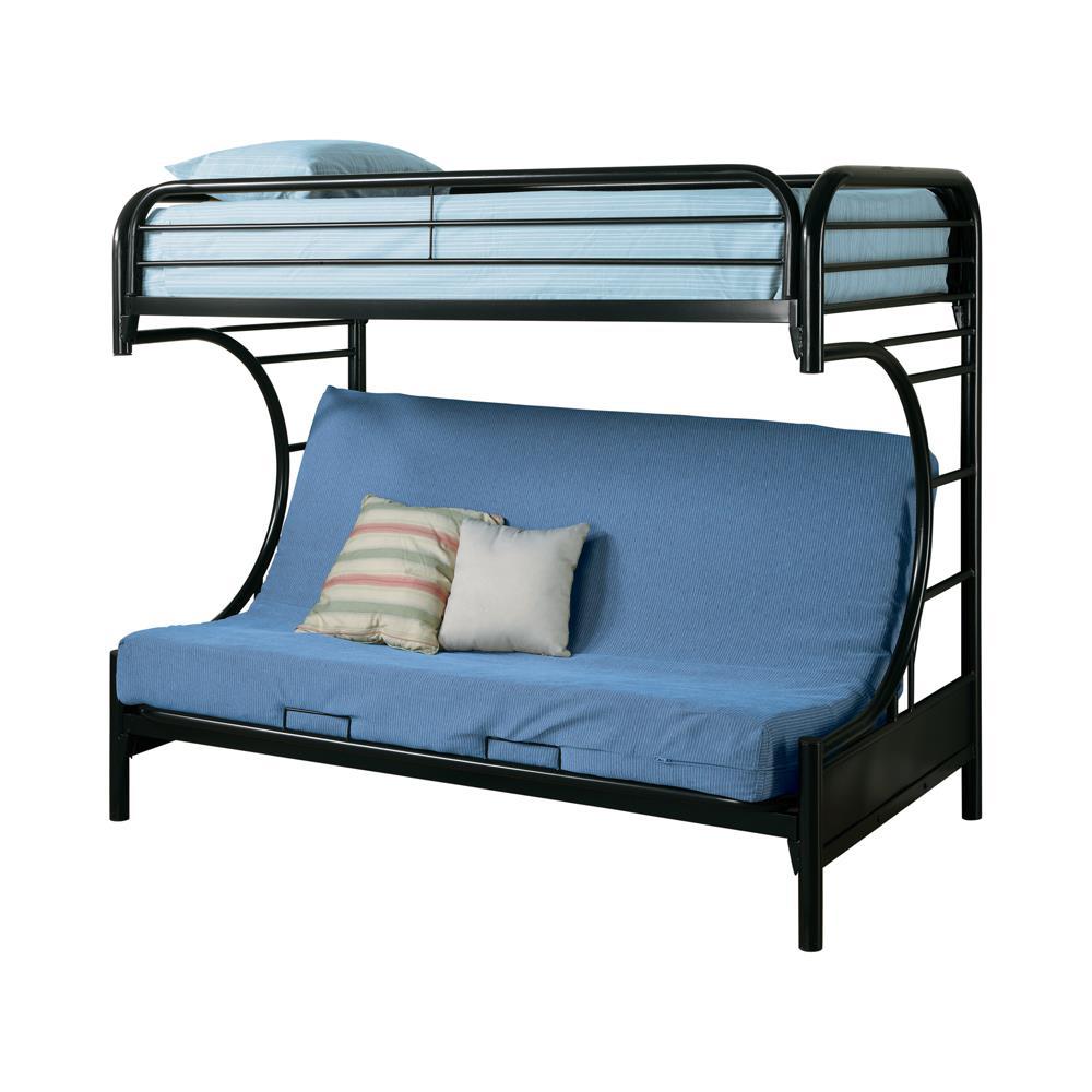 Montgomery Twin Over Futon Bunk Bed Glossy Black. Picture 2