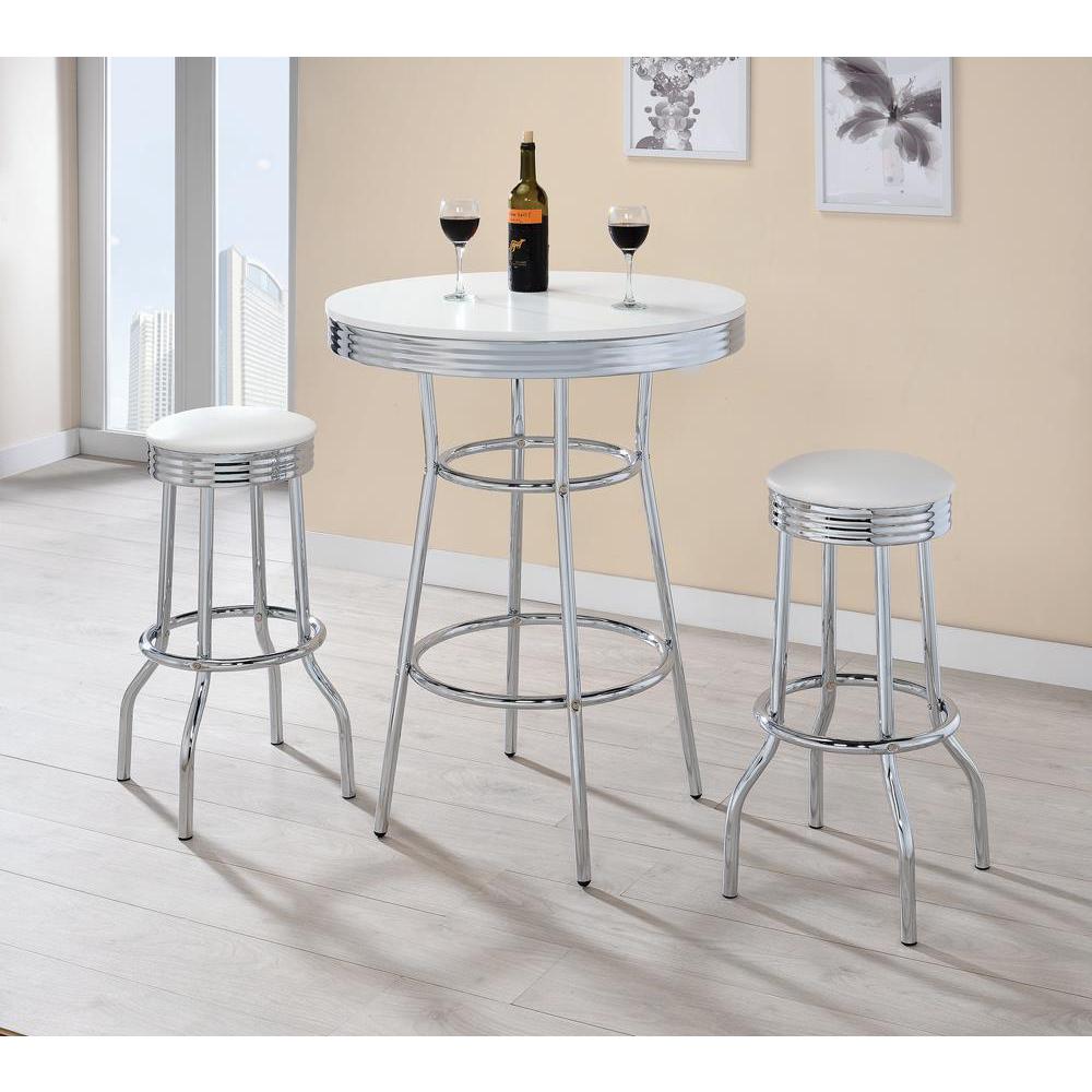 Theodore Upholstered Top Bar Stools White and Chrome (Set of 2). Picture 3