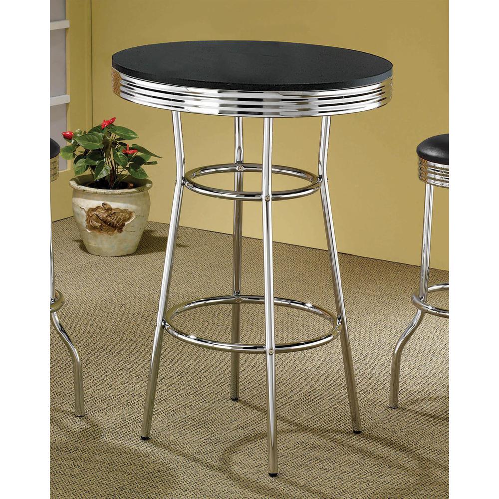Theodore Round Bar Table Black and Chrome. Picture 2