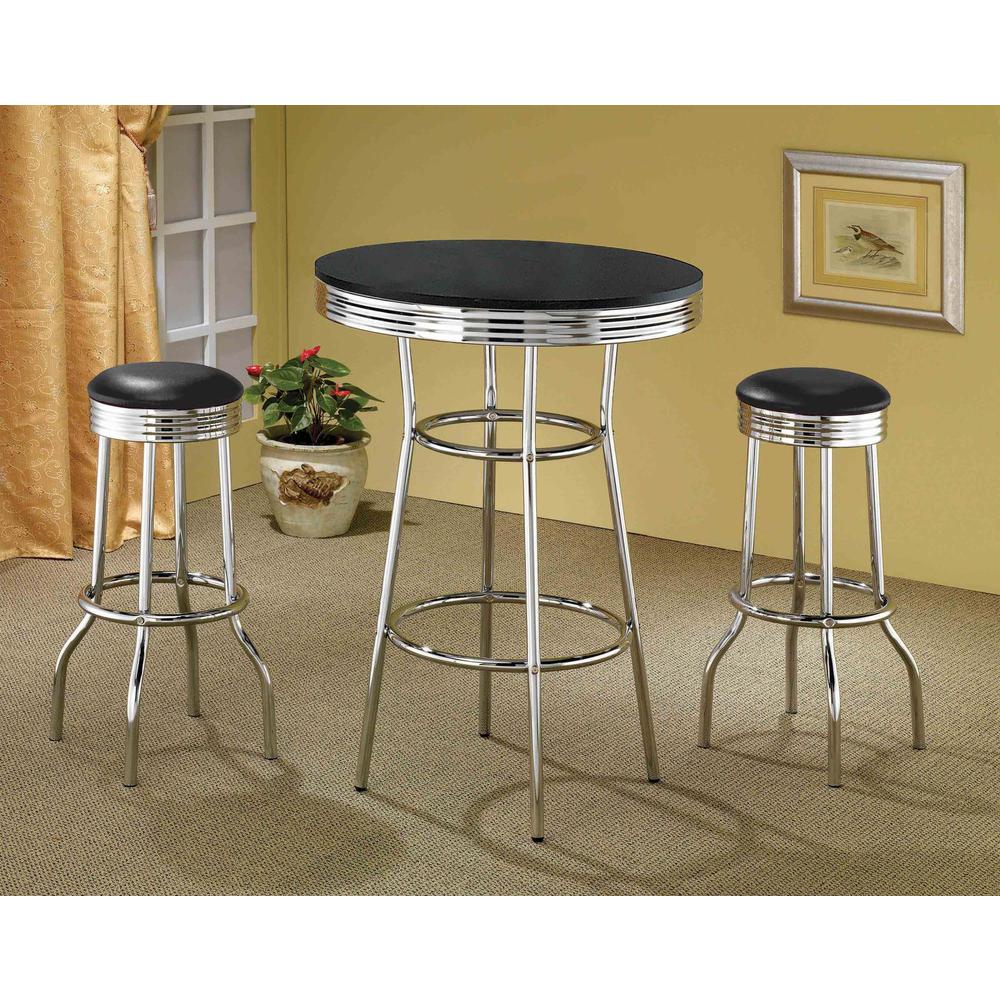 Theodore Round Bar Table Black and Chrome. Picture 1
