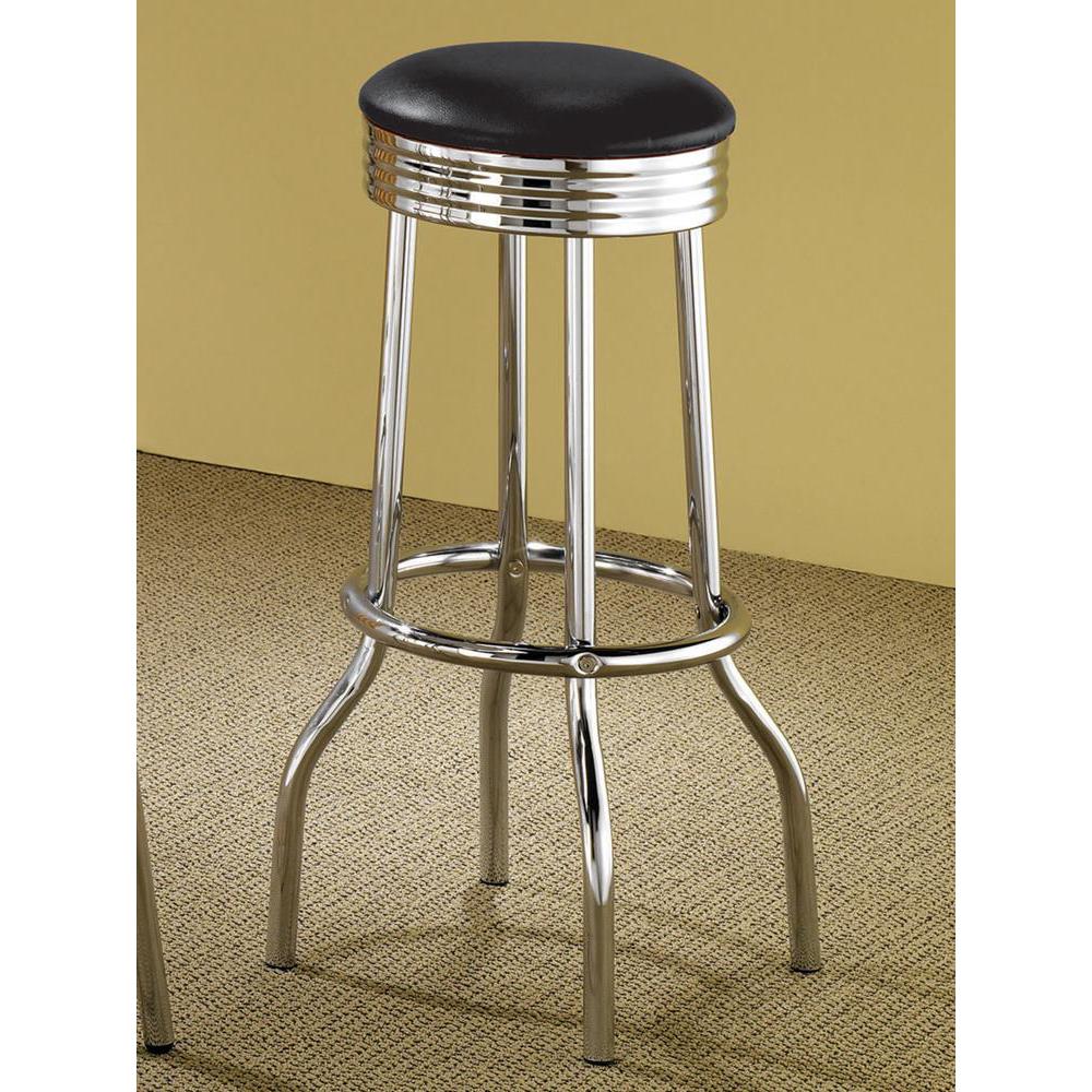 Theodore Upholstered Top Bar Stools Black and Chrome (Set of 2). Picture 1