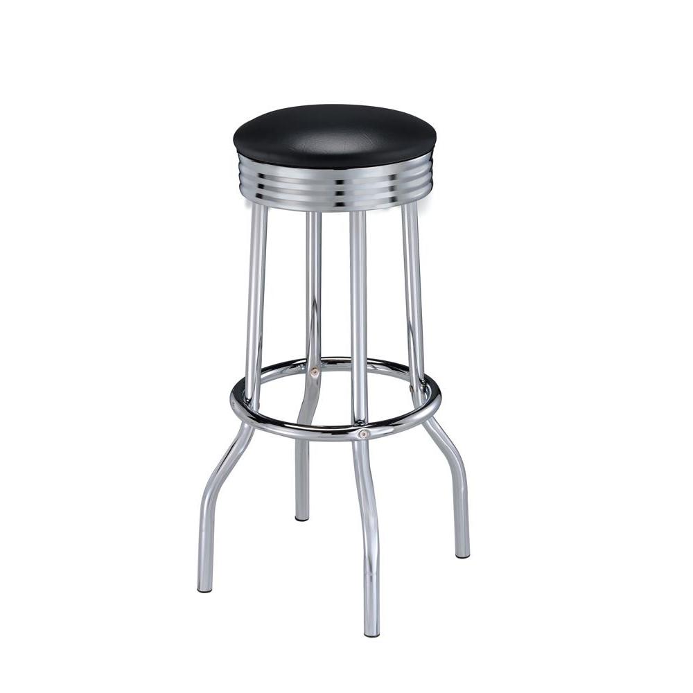 Theodore Upholstered Top Bar Stools Black and Chrome (Set of 2). Picture 2