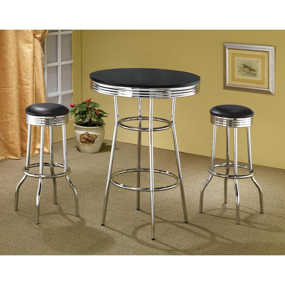 Theodore Upholstered Top Bar Stools Black and Chrome (Set of 2). Picture 3
