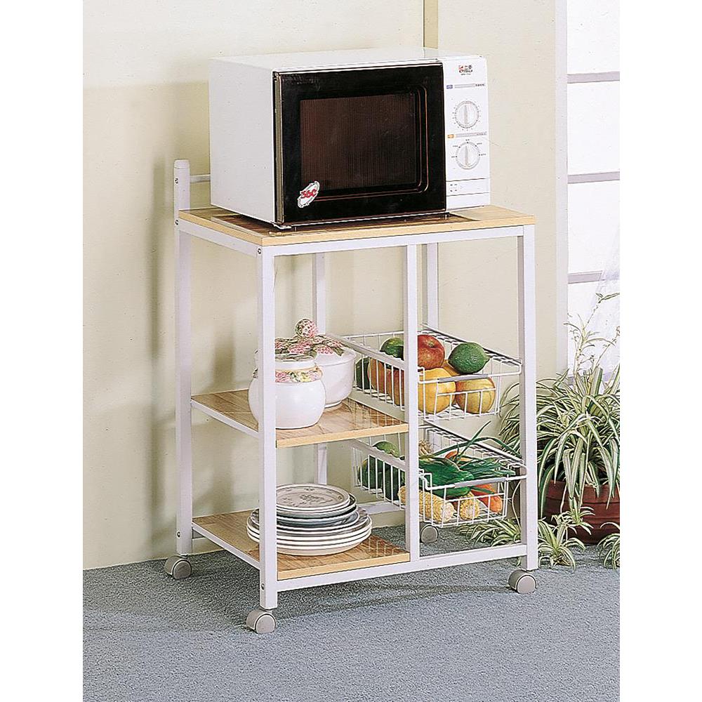 Kelvin 2-shelf Kitchen Cart Natural Brown and White. Picture 1