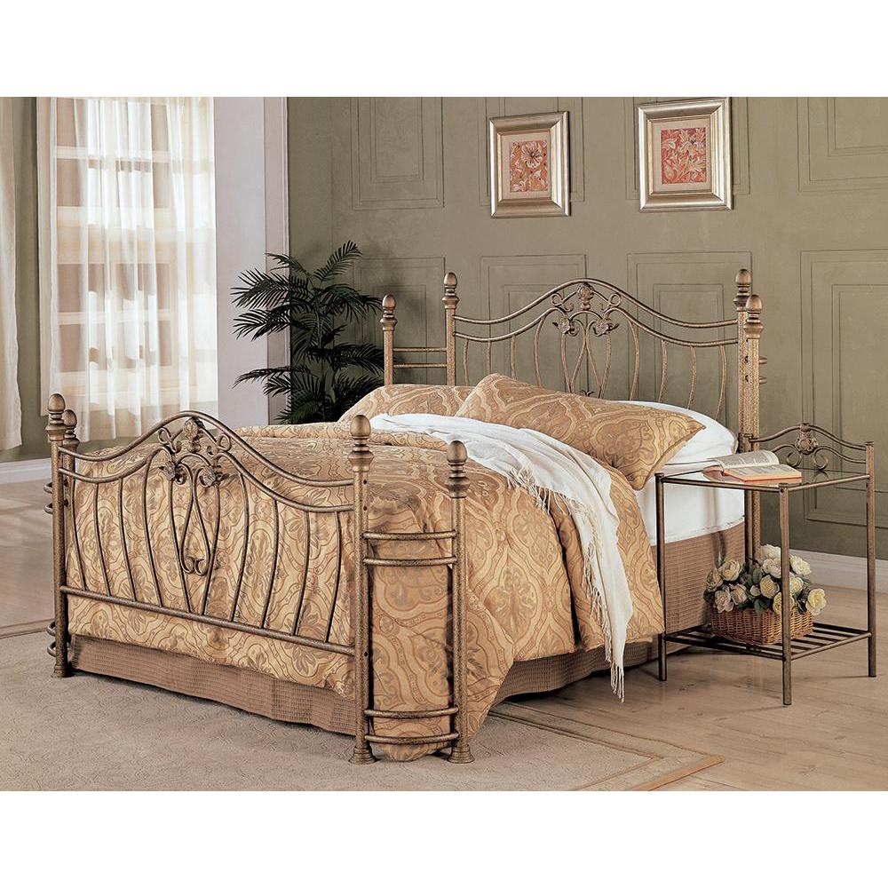 Sydney Queen Bed Antique Brushed Gold. Picture 1