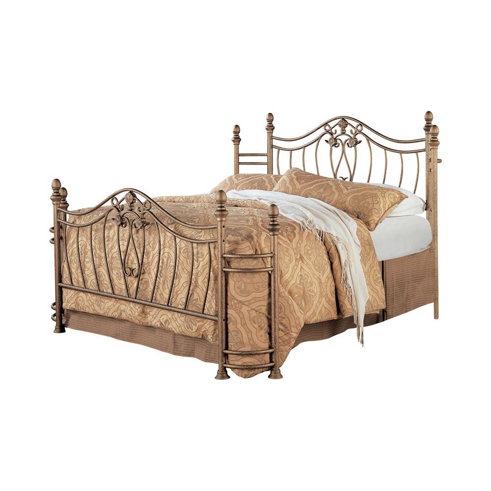 Sydney Queen Bed Antique Brushed Gold. Picture 2