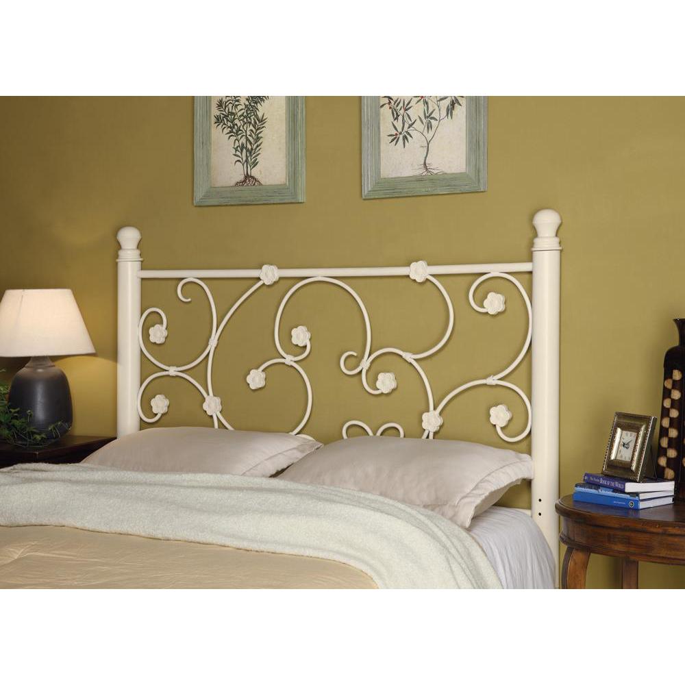 Chelsea Queen / Full Headboard with Floral Pattern White. Picture 1