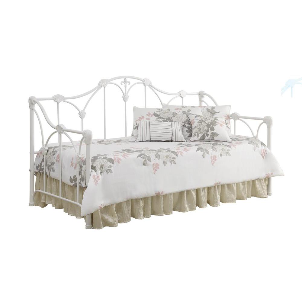 Halladay Twin Metal Daybed with Floral Frame White. Picture 1