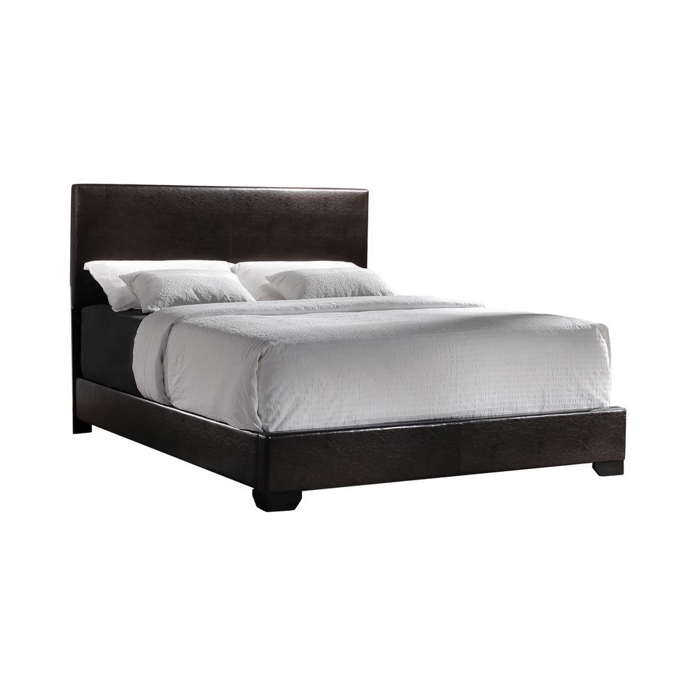 Conner California King Upholstered Panel Bed Dark Brown. Picture 2