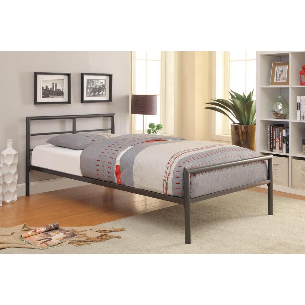 Fisher Twin Metal Bed Gunmetal. Picture 1