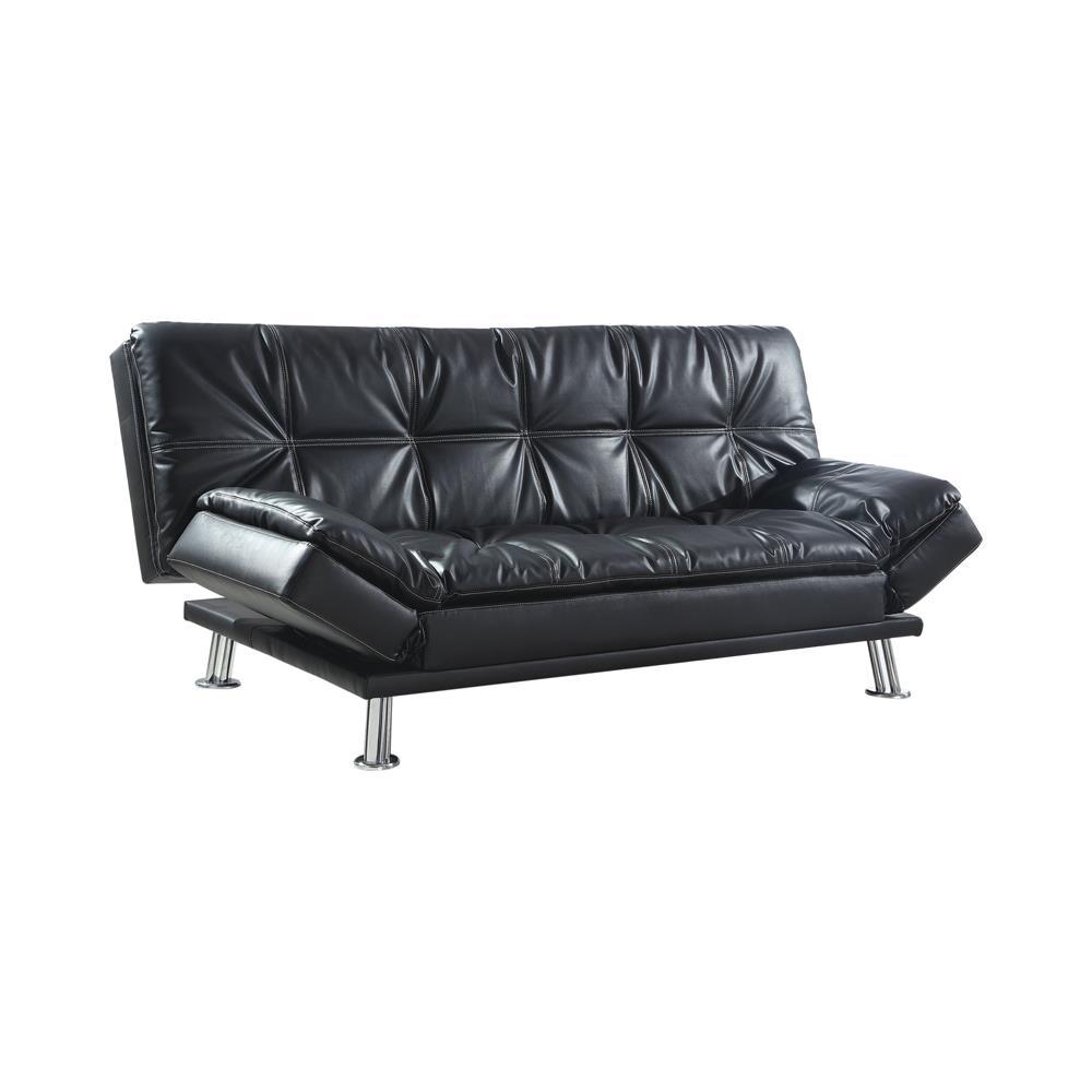 Dilleston Tufted Back Upholstered Sofa Bed Black. Picture 2