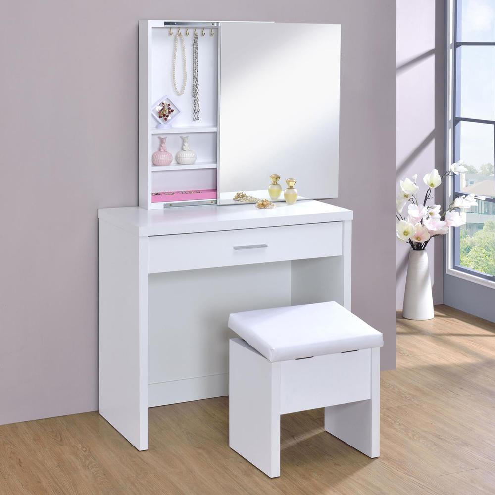 Harvey 2-piece Vanity Set with Lift-Top Stool White. Picture 15