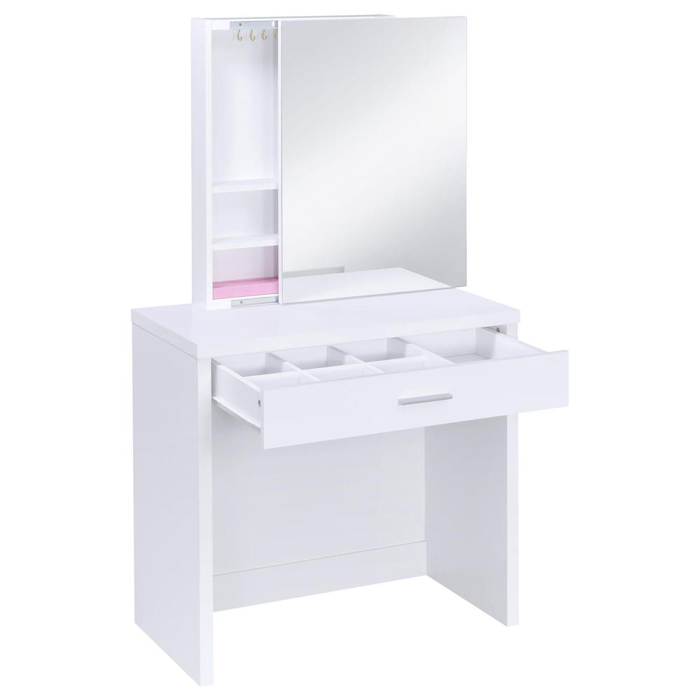 Harvey 2-piece Vanity Set with Lift-Top Stool White. Picture 2