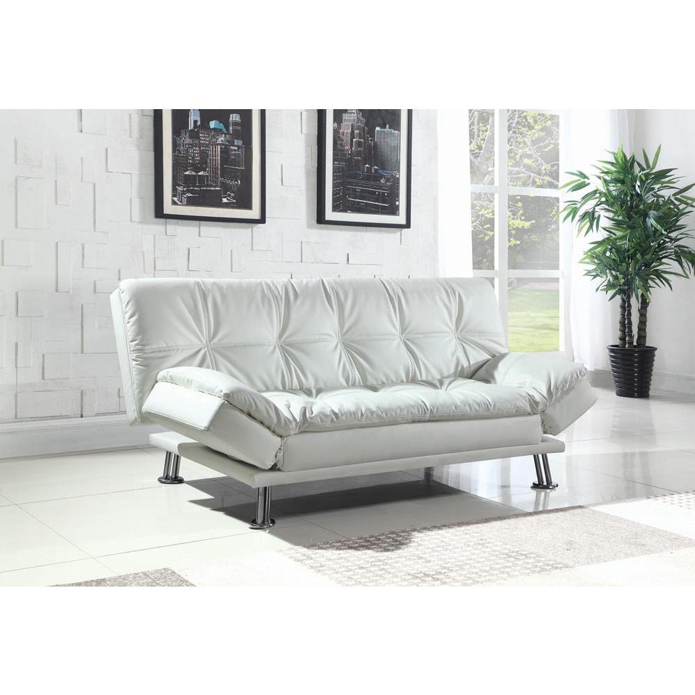 Dilleston Tufted Back Upholstered Sofa Bed White. Picture 1