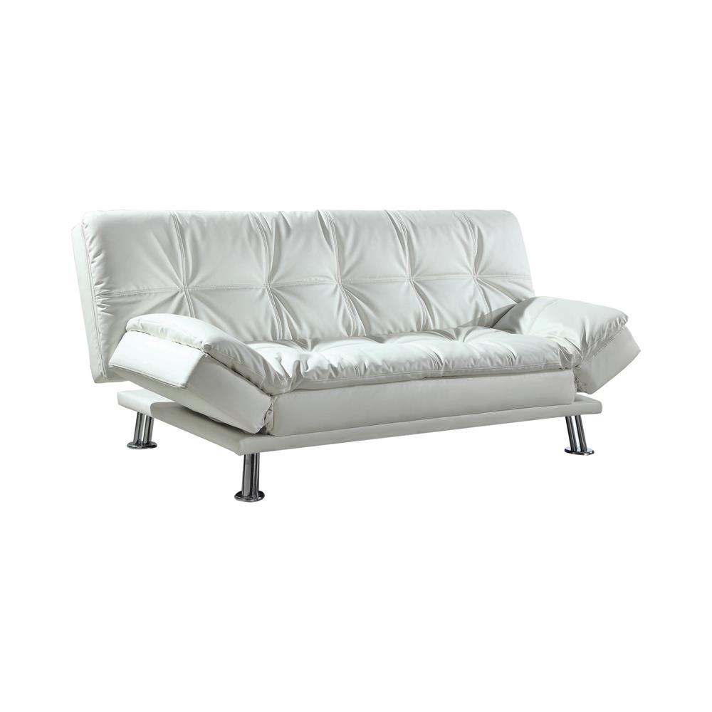 Dilleston Tufted Back Upholstered Sofa Bed White. Picture 2
