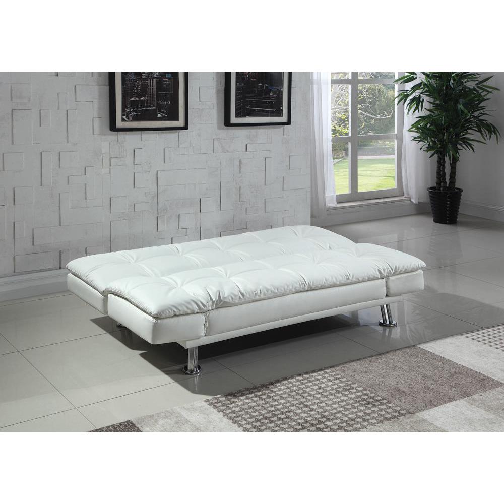 Dilleston Tufted Back Upholstered Sofa Bed White. Picture 3