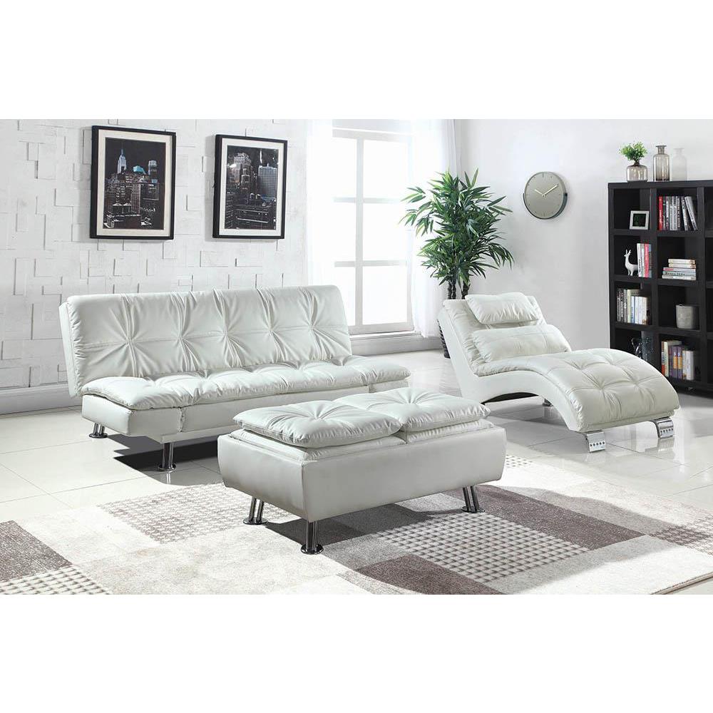 Dilleston Tufted Back Upholstered Sofa Bed White. Picture 4