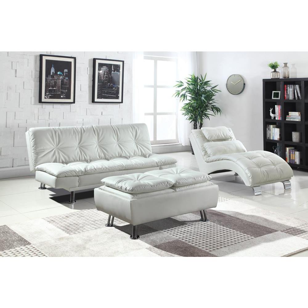 Dilleston Tufted Back Upholstered Sofa Bed White. Picture 5