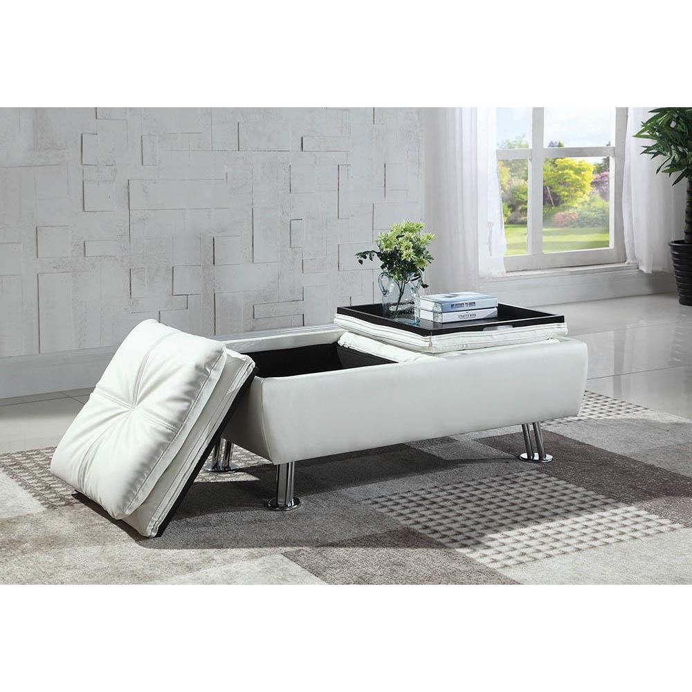 Dilleston Storage Ottoman with Removable Trays White. Picture 5