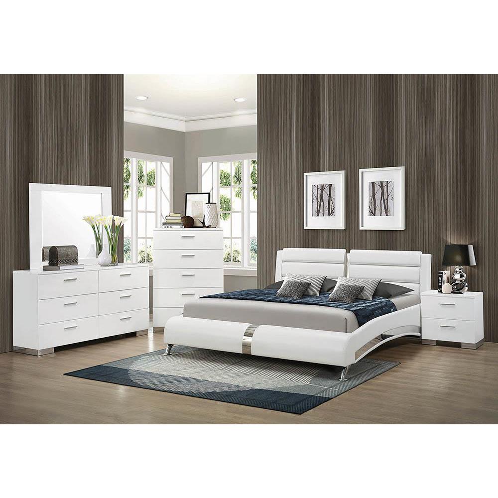 Jeremaine California King Upholstered Bed White. Picture 1
