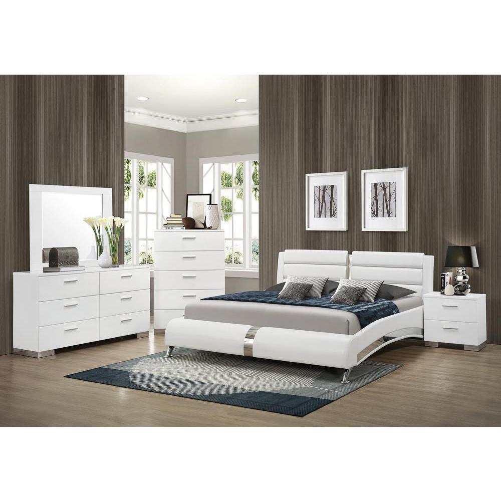 Jeremaine California King Upholstered Bed White. Picture 3