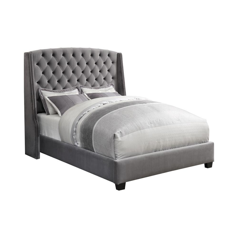 Pissarro Queen Tufted Upholstered Bed Grey. Picture 1