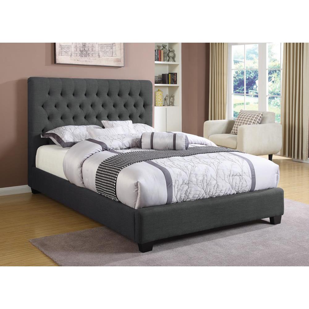 Chloe Tufted Upholstered Eastern King Bed Charcoal. Picture 1