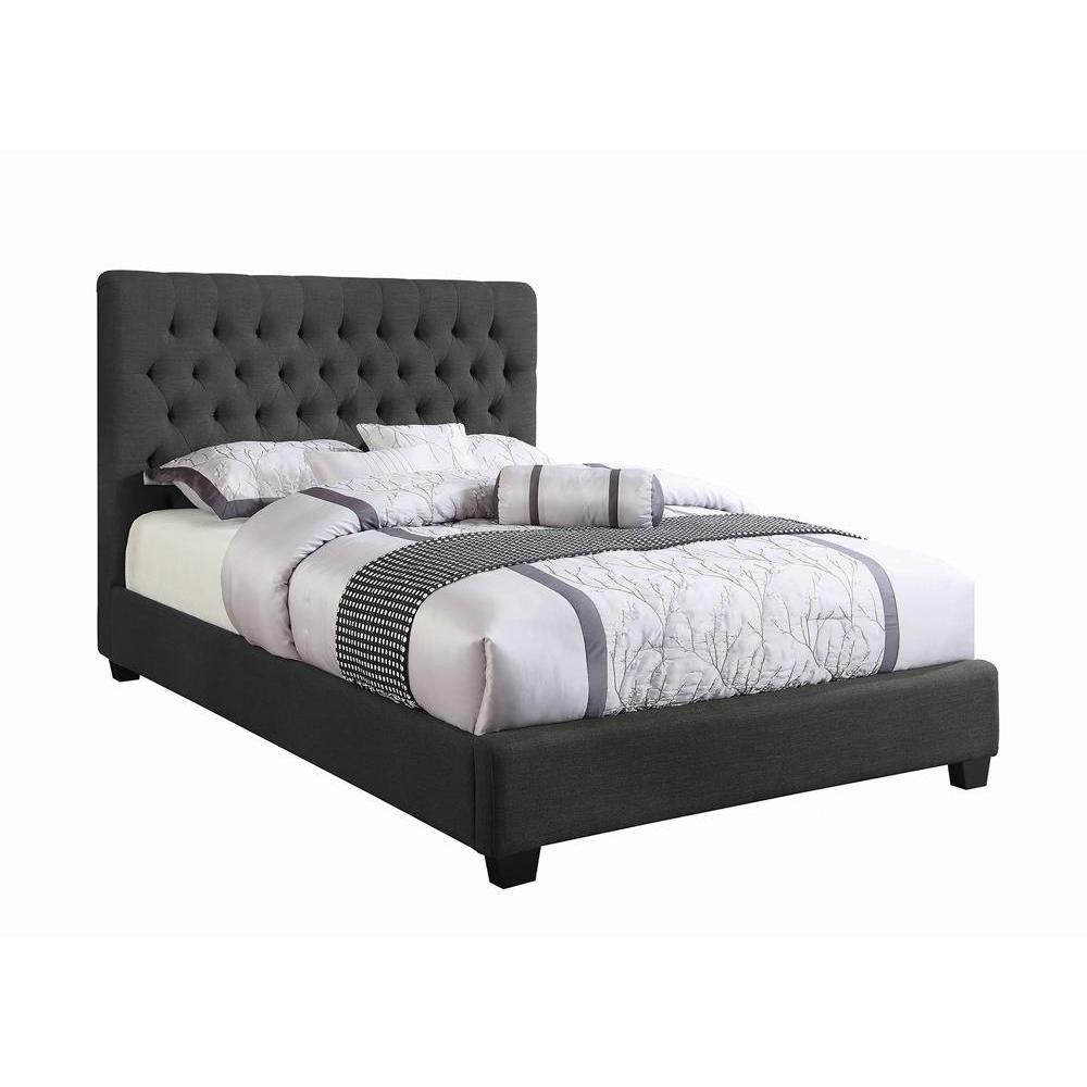 Chloe Tufted Upholstered Queen Bed Charcoal. Picture 2