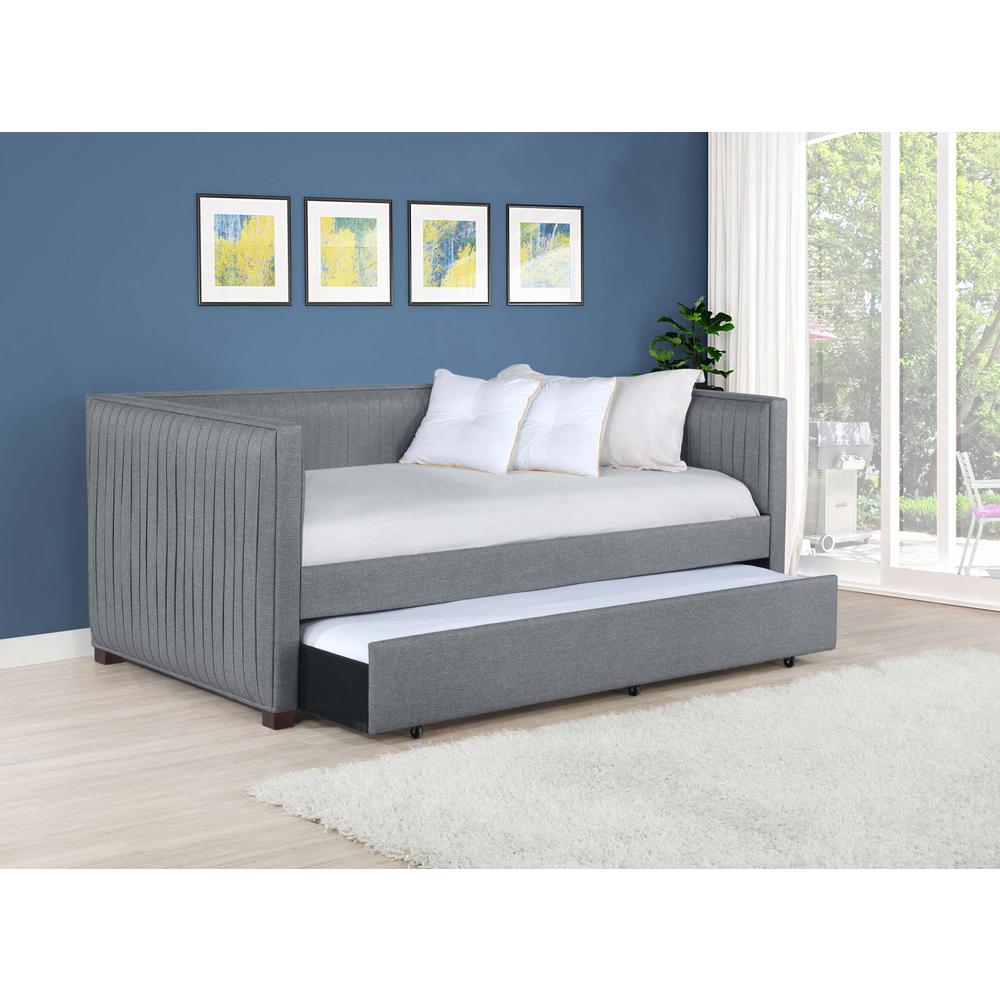 Brodie Upholstered Twin Daybed with Trundle Grey. Picture 1