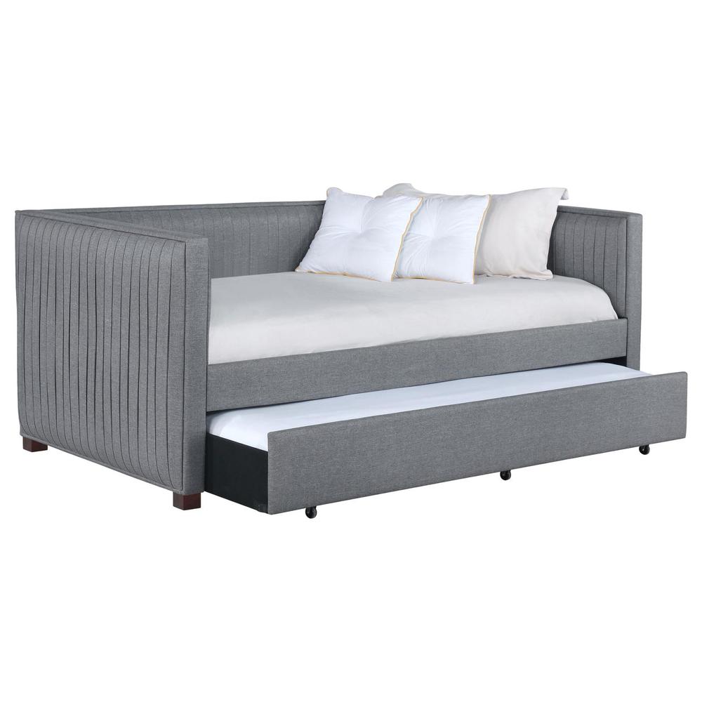 Brodie Upholstered Twin Daybed with Trundle Grey. Picture 2