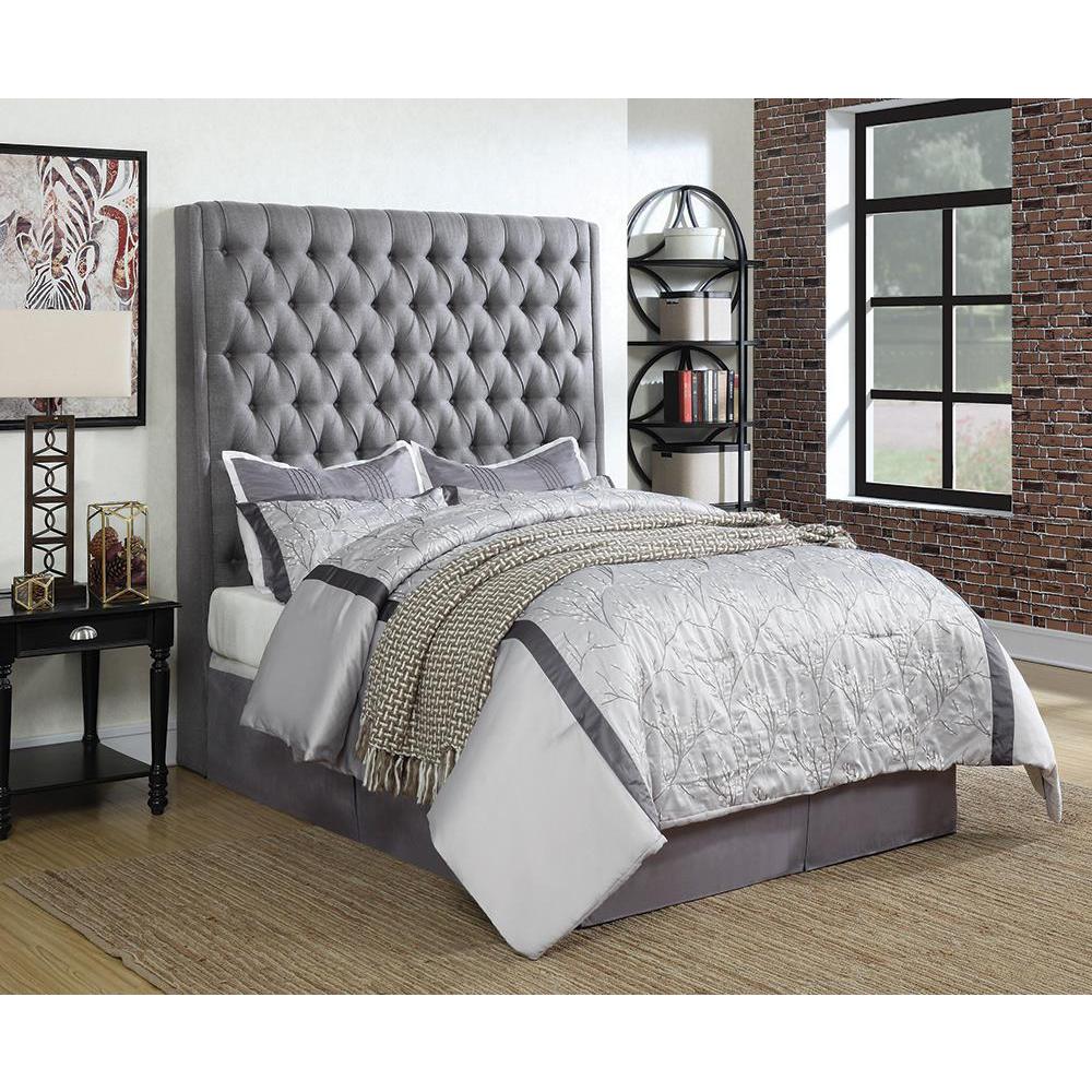 Camille Tall Tufted California King Headboard Grey. Picture 2