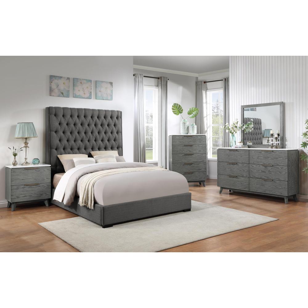 Nathan High Headboard Queen Panel Bed Grey. Picture 7