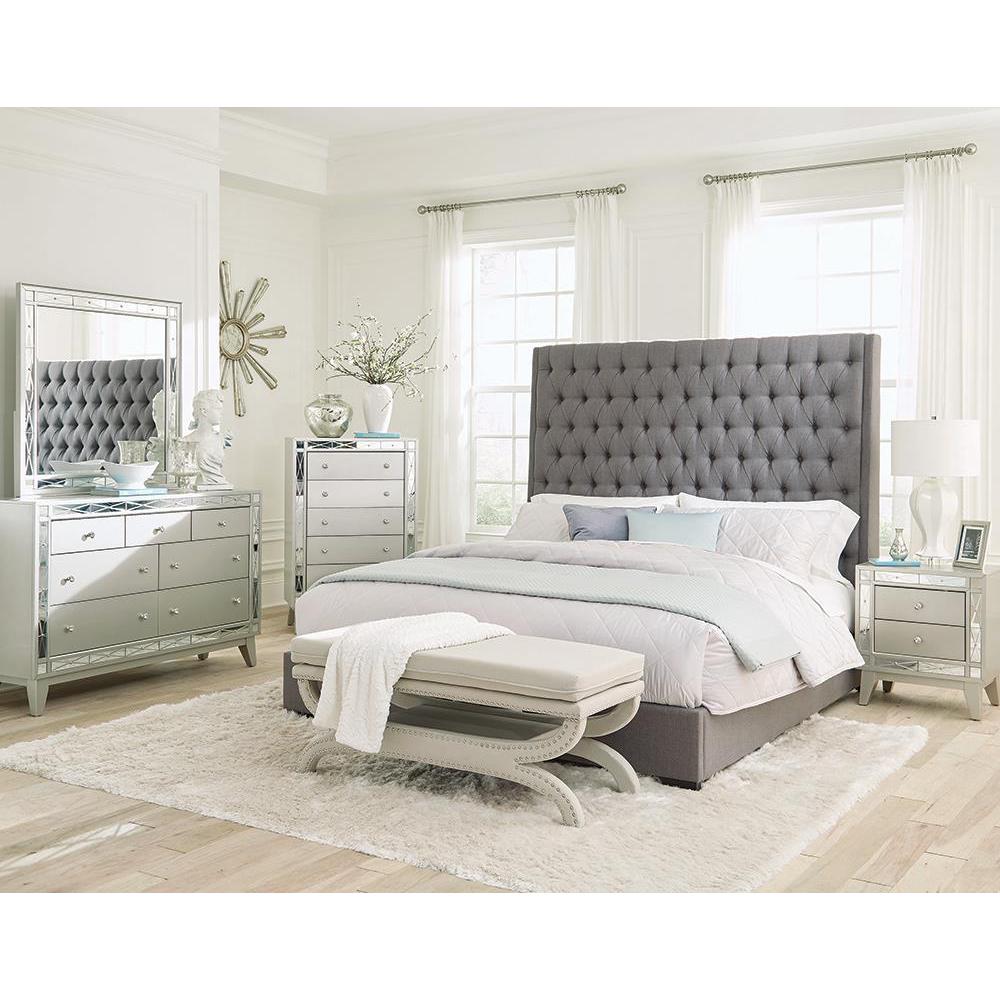 Camille 5-piece Queen Bedroom Set Grey and Metallic Mercury. Picture 2