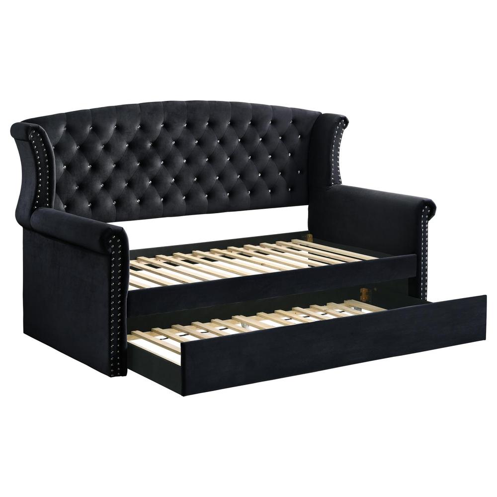 Scarlett Upholstered Tufted Twin Daybed with Trundle. Picture 2